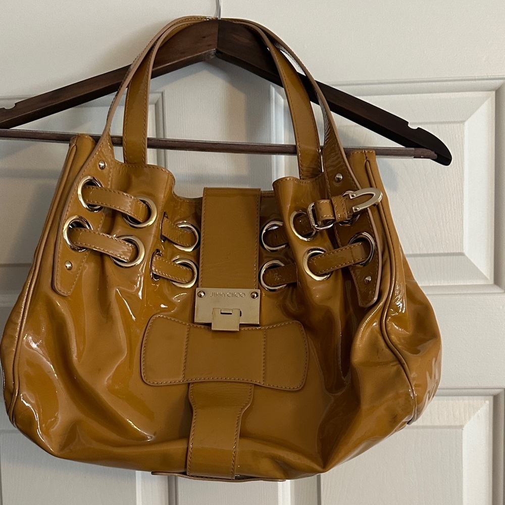 Jimmy Choo Glossy Brown Tote Bag